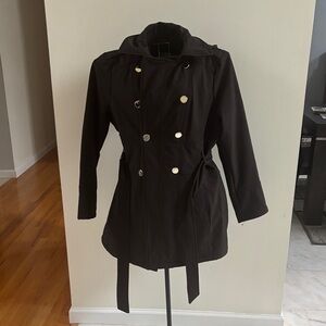 Guess Black Trench Coat with Gold Buttons